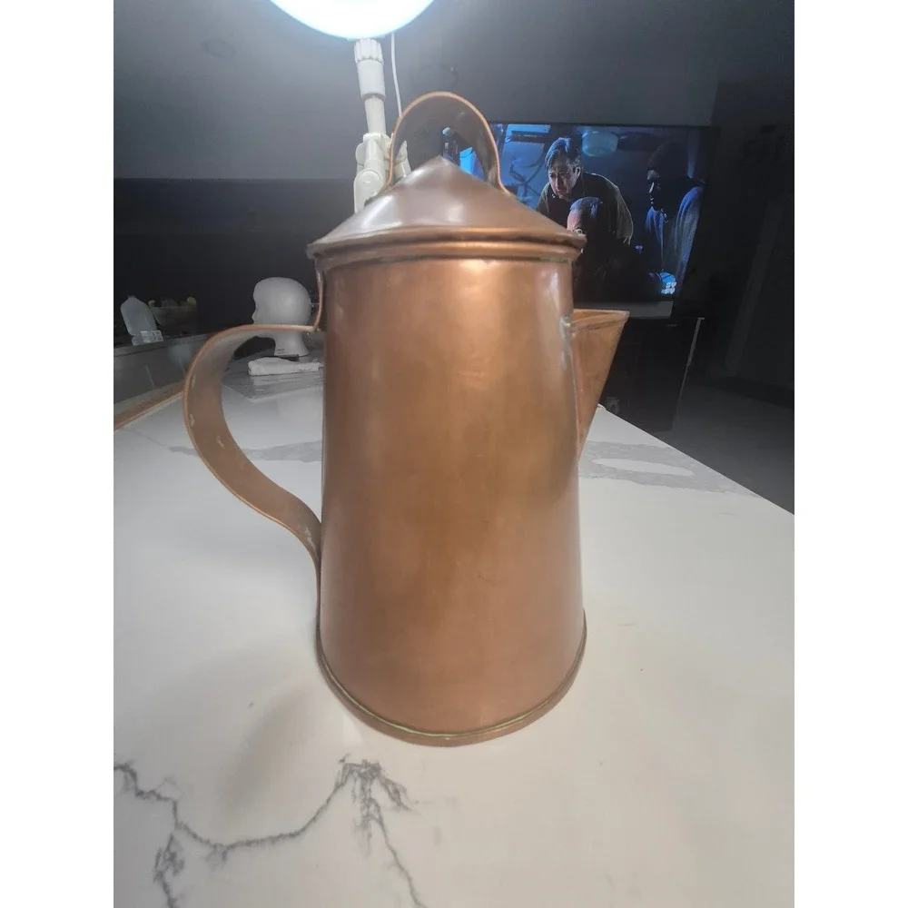 Vintage Primitive Copper Coffee‎ Pot Pitcher Rustic Farmhouse Decor 9.5 Inch